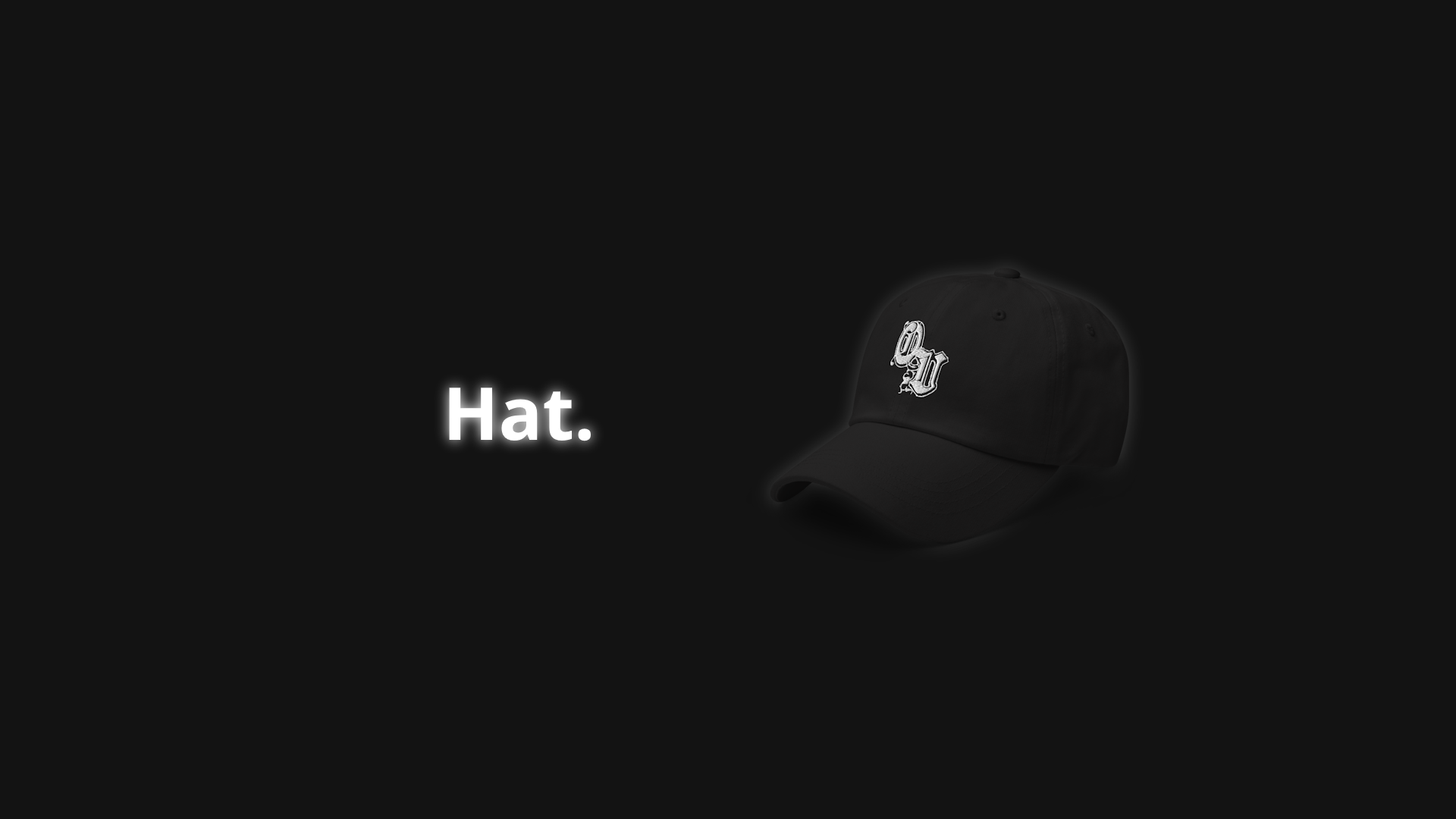 Black background, white glowing text that says 'Hat', next to a Royalty OV hat.